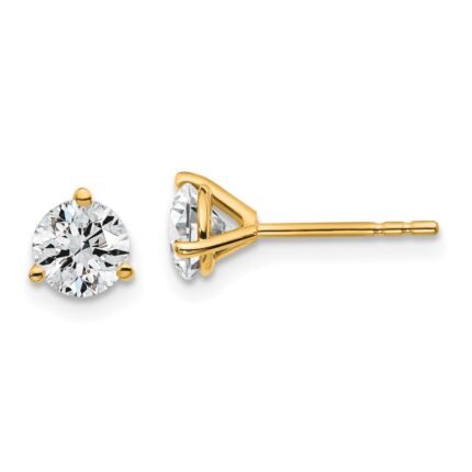 18k 1 carat Certified Lab Grown Diamond VS+ F+ Round Complete Three Prong Stud Earrings