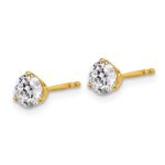 18k 1 carat Certified Lab Grown Diamond VS+ F+ Round Complete Three Prong Stud Earrings - Image 2