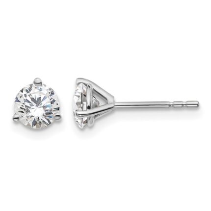 14k White Gold 1 carat Certified Lab Grown Diamond VS/SI+ G+ Round Complete Three Prong Stud Earrings