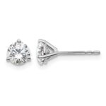 14k White Gold 1 carat Certified Lab Grown Diamond VS+ F+ Round Complete Three Prong Stud Earrings