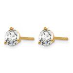 14k 1 carat Lab Grown Diamond VS/SI+ G+ Round Complete Three Prong Stud Earrings - Image 2