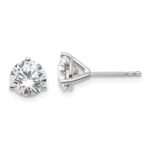 18k White Gold 1 1/2 carat Certified Lab Grown Diamond VS+ F+ Round Complete Three Prong Stud Earrings