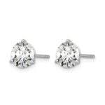 14k White Gold 1 1/2 carat Lab Grown Diamond VS/SI+ G+ Round Complete Three Prong Stud Earrings - Image 2