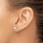 14k White Gold 1 3/4 carat Lab Grown Diamond VS+ F+ Round Three Prong Complete Stud Earrings - Image 3