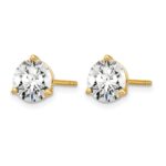 14k White Gold 1 1/2 carat Lab Grown Diamond VS+ F+ Round Complete Three Prong Stud Earrings - Image 2
