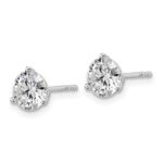 Platinum 2 carat Lab Grown Diamond VS+ F+ Round Complete Three Prong Stud Earrings - Image 2