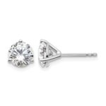 14k White Gold 2 carat Certified Lab Grown Diamond VS+ F+ Round Complete Three Prong Stud Earrings
