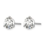 14k White Gold 2 carat Lab Grown Diamond VS/SI+ G+ Round Complete Three Prong Stud Earrings - Image 2