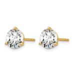 14k 2 carat Certified Lab Grown Diamond VS/SI+ G+ Round Complete Three Prong Stud Earrings - Image 2