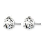 14k White Gold 3 carat Lab Grown Diamond VS/SI+ G+ Round Complete Three Prong Stud Earrings - Image 2