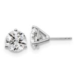 18k White Gold 5 carat Lab Grown Diamond VS+ F+ Round Complete Three Prong Stud Earrings