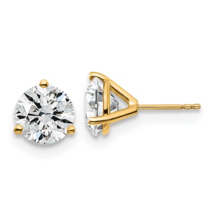 18k 5 carat Lab Grown Diamond VS+ F+ Round Complete Three Prong Stud Earrings