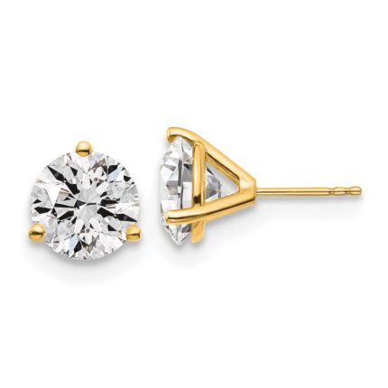 18k 6 carat Certified Lab Grown Diamond VS+ F+ Round Complete Three Prong Stud Earrings