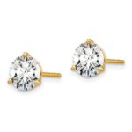 18k 6 carat Certified Lab Grown Diamond VS+ F+ Round Complete Three Prong Stud Earrings - Image 2