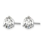 14k White Gold 6 carat Certified Lab Grown Diamond VS/SI+ G+ Round Complete Three Prong Stud Earrings - Image 2