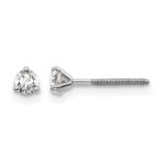 14k White Gold 1/5 carat Certified Lab Grown Diamond VS+ F+ Round Complete Three Prong Screwback Stud Earrings