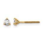 14k Yellow Gold 1/5 ctw Lab Grown Diamond VS+ F+ Round 3 Prong Heavy Wt. Screwback Stud Earrings