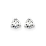 14k White Gold 1/4 carat Lab Grown Diamond VS+ F+ Round Complete Three Prong Screwback Stud Earrings - Image 3