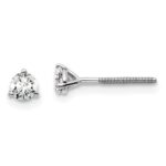 18k White Gold 1/3 carat Lab Grown Diamond VS+ F+ Round Complete Three Prong Screwback Stud Earrings