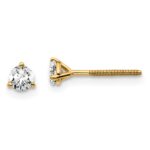18k 1/3 carat Lab Grown Diamond VS+ F+ Round Complete Three Prong Screwback Stud Earrings