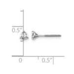 14k White Gold 1/3 carat Lab Grown Diamond VS/SI+ G+ Round Complete Three Prong Screwback Stud Earrings - Image 5