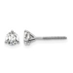 14k White Gold 1/2 carat Lab Grown Diamond VS+ F+ Round Complete Three Prong Screwback Stud Earrings