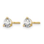 14k 1/2 carat Lab Grown Diamond VS+ F+ Round Complete Three Prong Screwback Stud Earrings - Image 2
