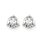14k White Gold 3/4 carat Certified Lab Grown Diamond VS/SI+ G+ Round Complete Three Prong Screwback Stud Earrings - Image 3