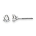 14k White Gold 3/4 carat Lab Grown Diamond VS+ F+ Round Complete Three Prong Screwback Stud Earrings