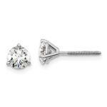 18k White Gold 1 carat Certified Lab Grown Diamond VS+ F+ Round Complete Three Prong Screwback Stud Earrings