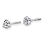 18k White Gold 1 carat Lab Grown Diamond VS+ F+ Round Complete Three Prong Screwback Stud Earrings - Image 2