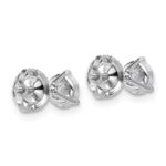 18k White Gold 1 carat Lab Grown Diamond VS+ F+ Round Complete Three Prong Screwback Stud Earrings - Image 3