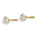 18k 1 carat Certified Lab Grown Diamond VS+ F+ Round Complete Three Prong Screwback Stud Earrings - Image 2