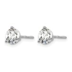 14k White Gold 1 carat Certified Lab Grown Diamond VS/SI+ G+ Round Complete Three Prong Screwback Stud Earrings - Image 2