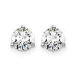 14k White Gold 1 carat Certified Lab Grown Diamond VS+ F+ Round Complete Three Prong Screwback Stud Earrings - Image 3