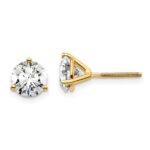 18k 2 carat Lab Grown Diamond VS+ F+ Round Complete Three Prong Screwback Stud Earrings
