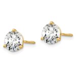 18k 5 carat Lab Grown Diamond VS+ F+ Round Complete Three Prong Screwback Stud Earrings - Image 2