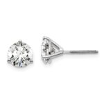 Platinum 2 carat Lab Grown Diamond VS+ F+ Round Complete Three Prong Screwback Stud Earrings