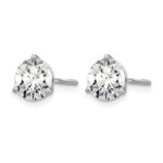 14k White Gold 4 carat Certified Lab Grown Diamond VS/SI+ G+ Round Complete Three Prong Screwback Stud Earrings - Image 2