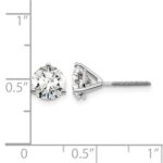 14k White Gold 4 carat Lab Grown Diamond VS/SI+ G+ Round Complete Three Prong Screwback Stud Earrings - Image 4
