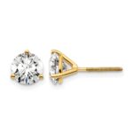 14k 3 carat Lab Grown Diamond VS/SI+ G+ Round Complete Three Prong Screwback Stud Earrings