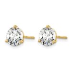 14k 3 carat Lab Grown Diamond VS+ F+ Round Complete Three Prong Screwback Stud Earrings - Image 2
