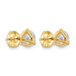 14k 2 1/2 carat Lab Grown Diamond VS+ F+ Round Complete Three Prong Screwback Stud Earrings - Image 3