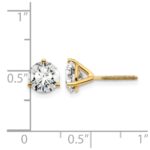 14k 2 carat Lab Grown Diamond VS/SI+ G+ Round Complete Three Prong Screwback Stud Earrings - Image 5