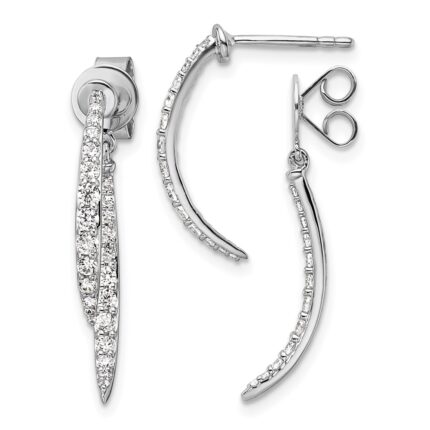 14k White Gold 5/8 carat Lab Grown Diamond VS/SI+ G+ Front and Back Dangle Post Earrings
