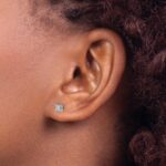 14k White Gold 1/4 carat Lab Grown Diamond VS+ F+ Princess Complete Four Prong Stud Earrings - Image 3