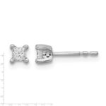 14k White Gold 1/4 carat Lab Grown Diamond VS+ F+ Princess Complete Four Prong Stud Earrings - Image 4