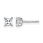 14k White Gold 3/4 carat Certified Lab Grown Diamond VS/SI+ G+ Princess Complete Four Prong Stud Earrings