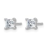 14k White Gold 3/4 carat Lab Grown Diamond VS/SI+ G+ Princess Complete Four Prong Stud Earrings - Image 2
