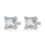 14k White Gold 1 carat Lab Grown Diamond VS+ F+ Princess Complete Four Prong Stud Earrings - Image 2